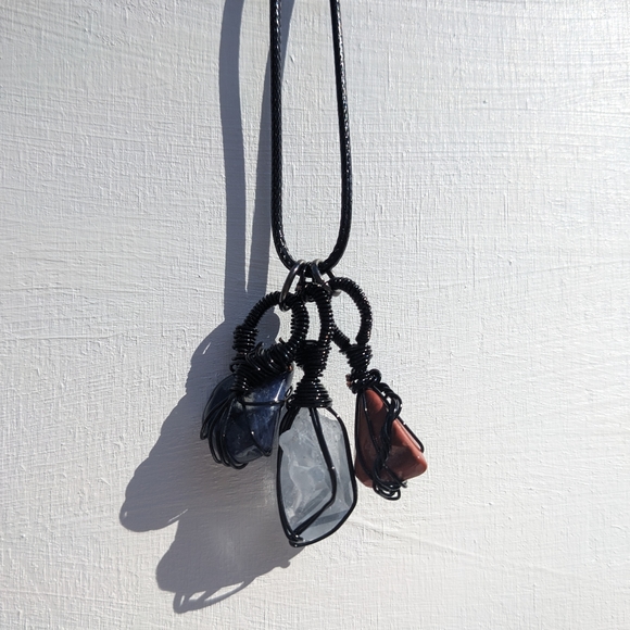 💎SOLD💎Sodalite Crystals Necklace Wire Wrap Red Jasper 🔮 - Picture 8 of 12